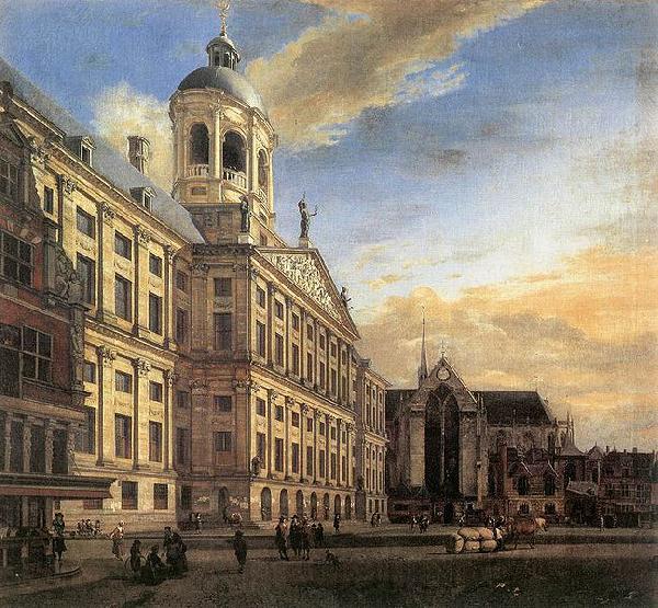 Jan van der Heyden Amsterdam, Dam Square with the Town Hall and the Nieuwe Kerk Spain oil painting art